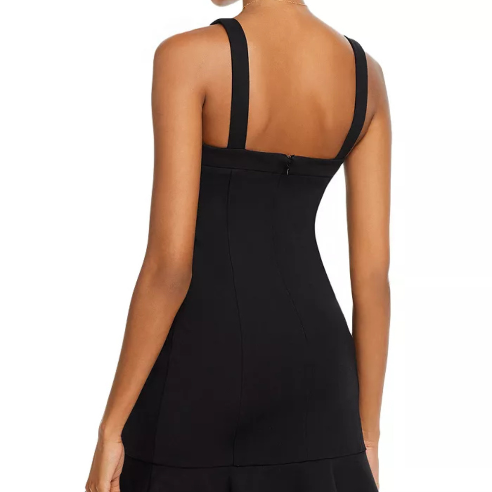 AQUA Black Ruffle-Hem Ponte Dress - Small - Picture 2 of 6